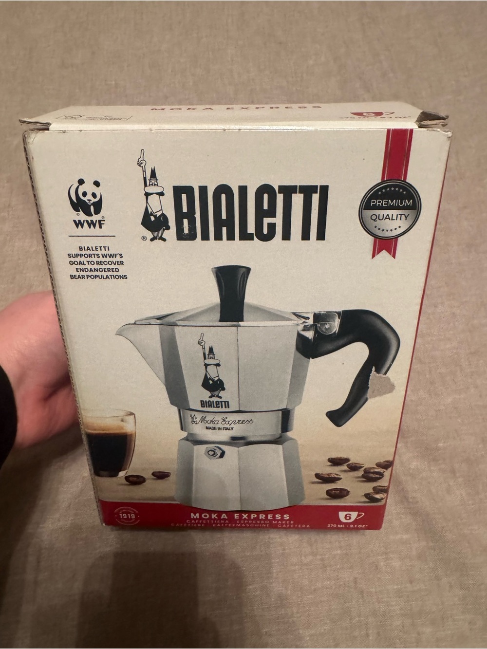 Bialetti Moka Express Stovetop Espresso Maker - 6 Cup- Brand New- Made in Italy